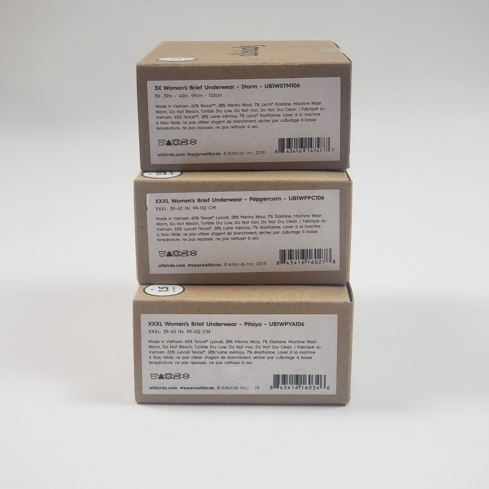 Allbirds Womens Brief Underwear Trino Blend 3-Pack 3X Storm Peppercorn Pitaya - Picture 11 of 13
